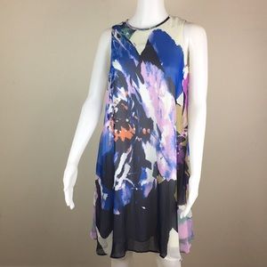 Just Taylor 6 cream blue floral a line dress